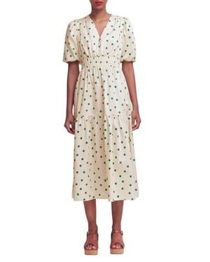 Boden Irene Polka Dot Print Midi Dress - Natural