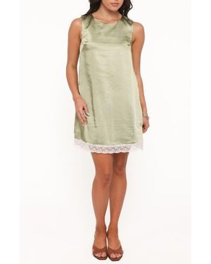 Petal & Pup Gretel Lace Trim Satin Minidress - Green