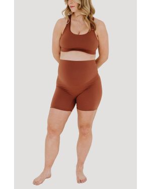 AXK Athletic Maternity Bike Shorts With Supportive Belly Band - Red