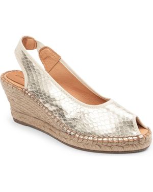 Patricia Green Nicola Slingback Espadrille Peep Toe Platform Wedge Sandal - Metallic