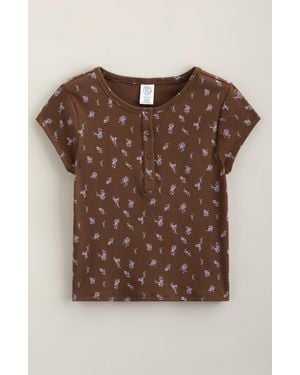 Treasure & Bond Kids' Snap Henley T-Shirt - Brown