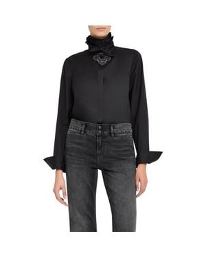 Kobi Halperin Rocco Ruffle Tie Neck Shirt - Black
