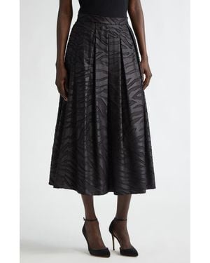 St. John Pleated Zebra Fil Coupé Skirt - Black