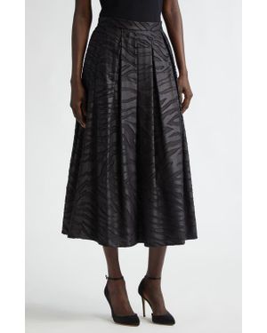 St. John Pleated Zebra Fil Coupé Skirt - Black