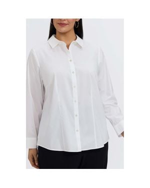Foxcroft June Stretch Cotton Blend Button-Up Shirt - White