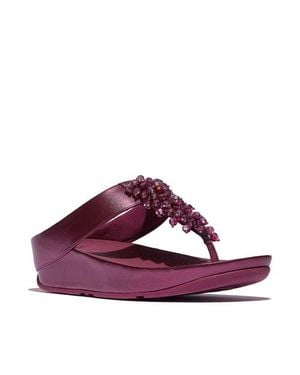 Fitflop Rumba Iridescent Beaded Toe-Post Sandals - Purple