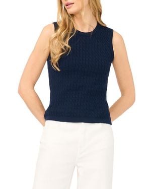 Halogen® Cable Stitch Cotton Sweater Tank - Blue