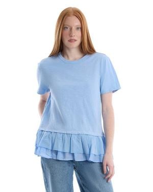 Wilt Short Sleeve Mixed Media Tee - Blue