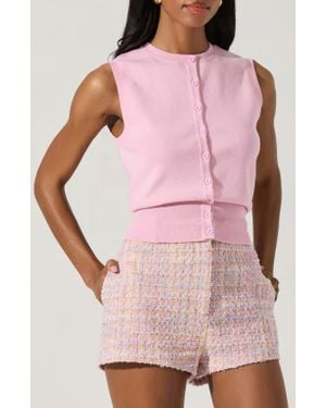 Astr Cotton Button-Up Sweater Vest - Pink