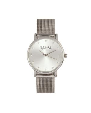 Sophie & Freda Sophie & Freda Savannah Mesh Bracelet Watch W/Swarovski Crystals - Metallic