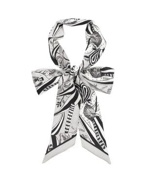 Lost Pattern Madagascar Silk Skinny Scarf - Black