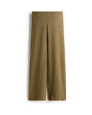 H&M Rib-Knit Pants - Green