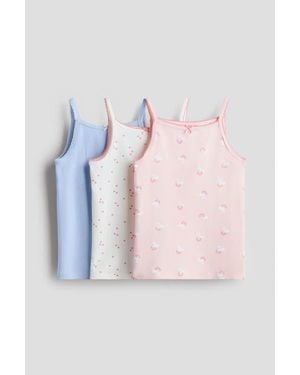 H&M 3-Pack Cotton Strappy Tops - Pink