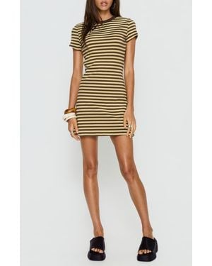 Princess Polly Settle Down Stripe Stretch Cotton T-Shirt Dress - Multicolor