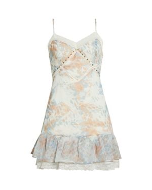 KITTENISH Lace Trim Chiffon Babydoll Minidress - White