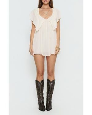 Princess Polly Sun Spirit Plunge Flowy Playsuit - White