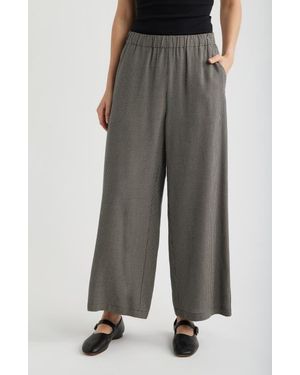 Eileen Fisher High Rise Wide Leg Ankle Pants - Gray