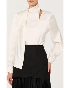 Astr Felista Scarf Neck Long Sleeve Shirt - White
