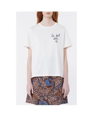 Weekend by Maxmara Bora Beautiful Summer Embroidered Graphic T-Shirt - White