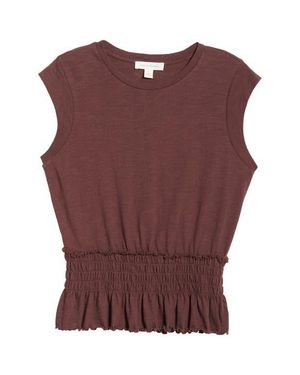Treasure & Bond Smocked Waist Peplum Muscle Tank - Purple