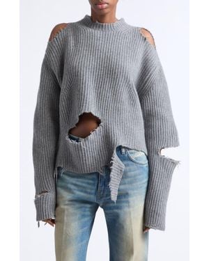 Haikure Ozie Destroyed Rib Merino Wool Sweater (Nordstrom Exclusive) - Gray