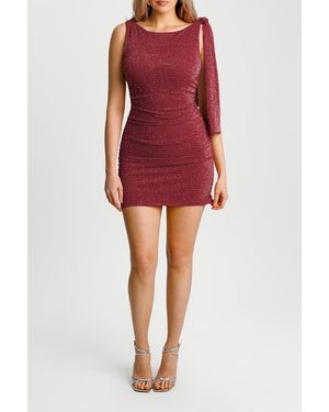 Popilush Convertible Snatched Asymmetric Multi-Way Tie Ruched Mini Shapewear Dress - Red