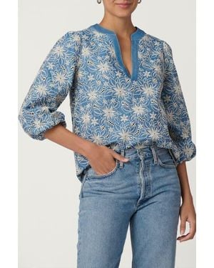 Shoshanna Embroidered Lizzie Top - Blue