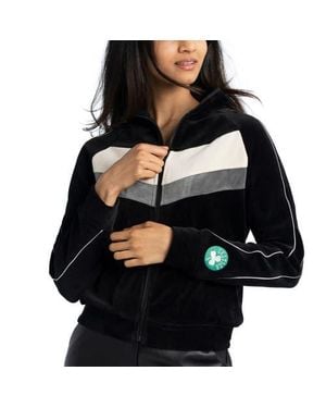 Lusso Boston Celtics Nixie Chevron Color-Block Raglan Full-Zip Track Jacket - Black