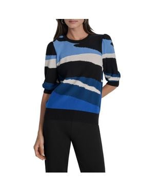 DKNY Puff Shoulder Cotton Sweater - Black