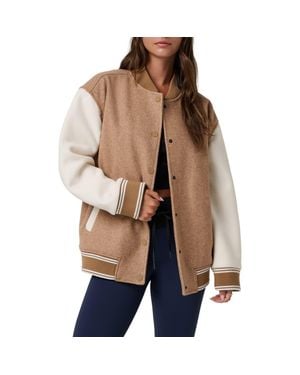 Travis Mathew Clubside Varsity Bomber Jacket - Natural