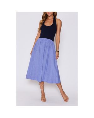 Vici Collection Piper Mixed Media Midi Halter Dress (Nordstrom Exclusive) - Blue