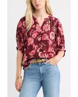 Treasure & Bond Raglan Sleeve Button-Up Shirt - Red