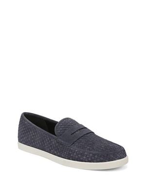 Vince Santino Woven Suede Penny Loafer - Blue