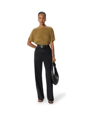 Whistles Ikat Spot Shirred Blouse - Black