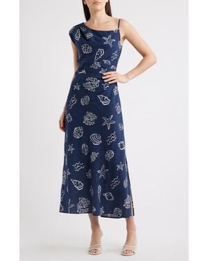 Sam Edelman Shell Asymmetric Sleeveless Maxi Dress - Blue