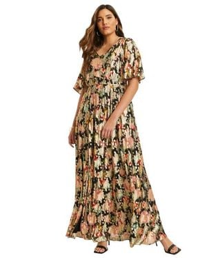June + Vie Metallic Printed Maxi Dress