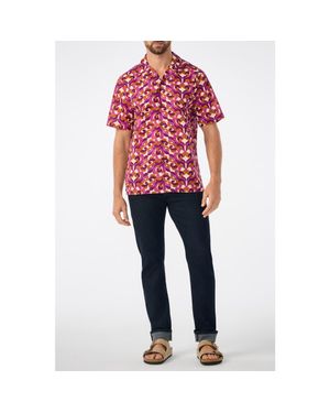 Mr Turk Felix Short Sleeve Printed Button-Up Shirt - Red