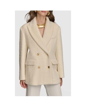 Donna Karan Faux Shearling Wool Blazer - Natural