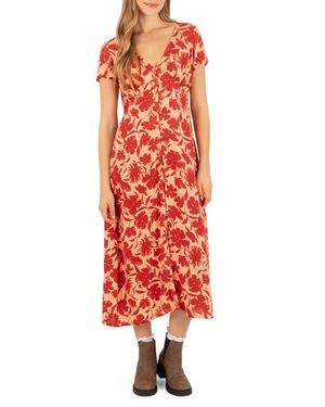 Hurley Sunset Floral Midi Dress - Red