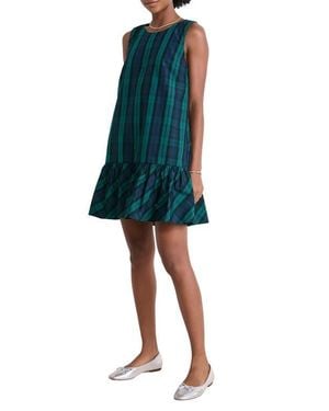 Vineyard Vines Jody Plaid Sleeveless Ruffle Hem Dress - Blue