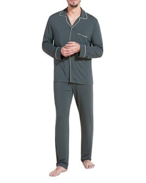 Eberjey William Stretch Tencel Modal Long Pajamas - Blue