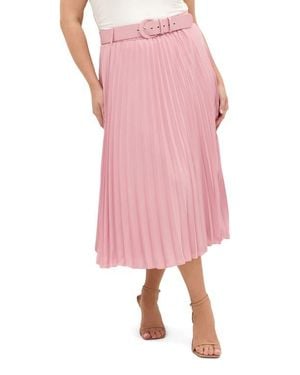 City Chic Petra Pleated Skirt - Pink