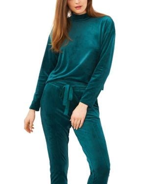 1.STATE Velour Turtleneck Top - Green