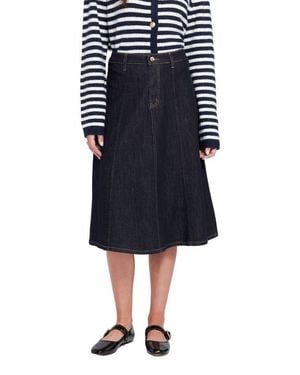Elle Collection Denim Midi Skirt - Blue