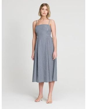Finery London Romina Cotton Gingham Midi Dress - Blue