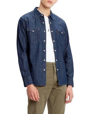 Levi's Premium Barstow Standard Fit Denim Western Shirt - Blue