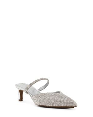 Anne Klein Idina Mary Jane Pointed Toe Kitten Heel Mule - White