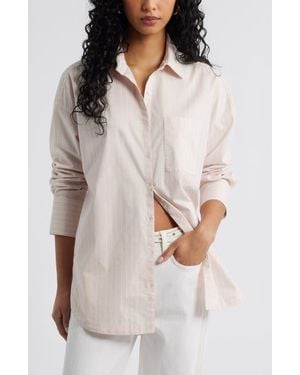 Open Edit Oversize Poplin Button-Up Shirt - White