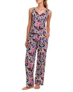 The Lazy Poet Amelie Mixed Print Cotton Pajamas - Red