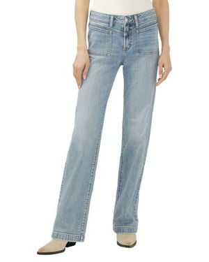 Silver Jeans Co. Avery Patch Pocket Wide Leg Trouser Jeans - Blue
